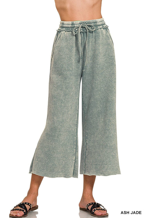 Ash Jade Acid Wash Fleece Palazzo Sweatpants Ash Jade Acid Wash Fleece Palazzo Sweatpants Zenana