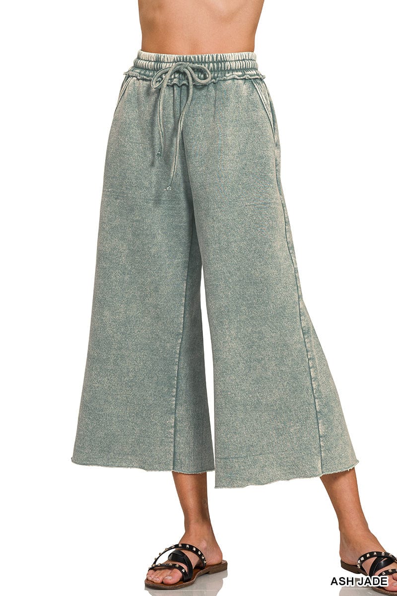 Ash Jade Acid Wash Fleece Palazzo Sweatpants Ash Jade Acid Wash Fleece Palazzo Sweatpants Zenana