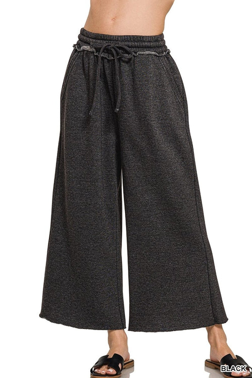 Black Acid Wash Fleece Palazzo Sweatpants Black Acid Wash Fleece Palazzo Sweatpants Zenana