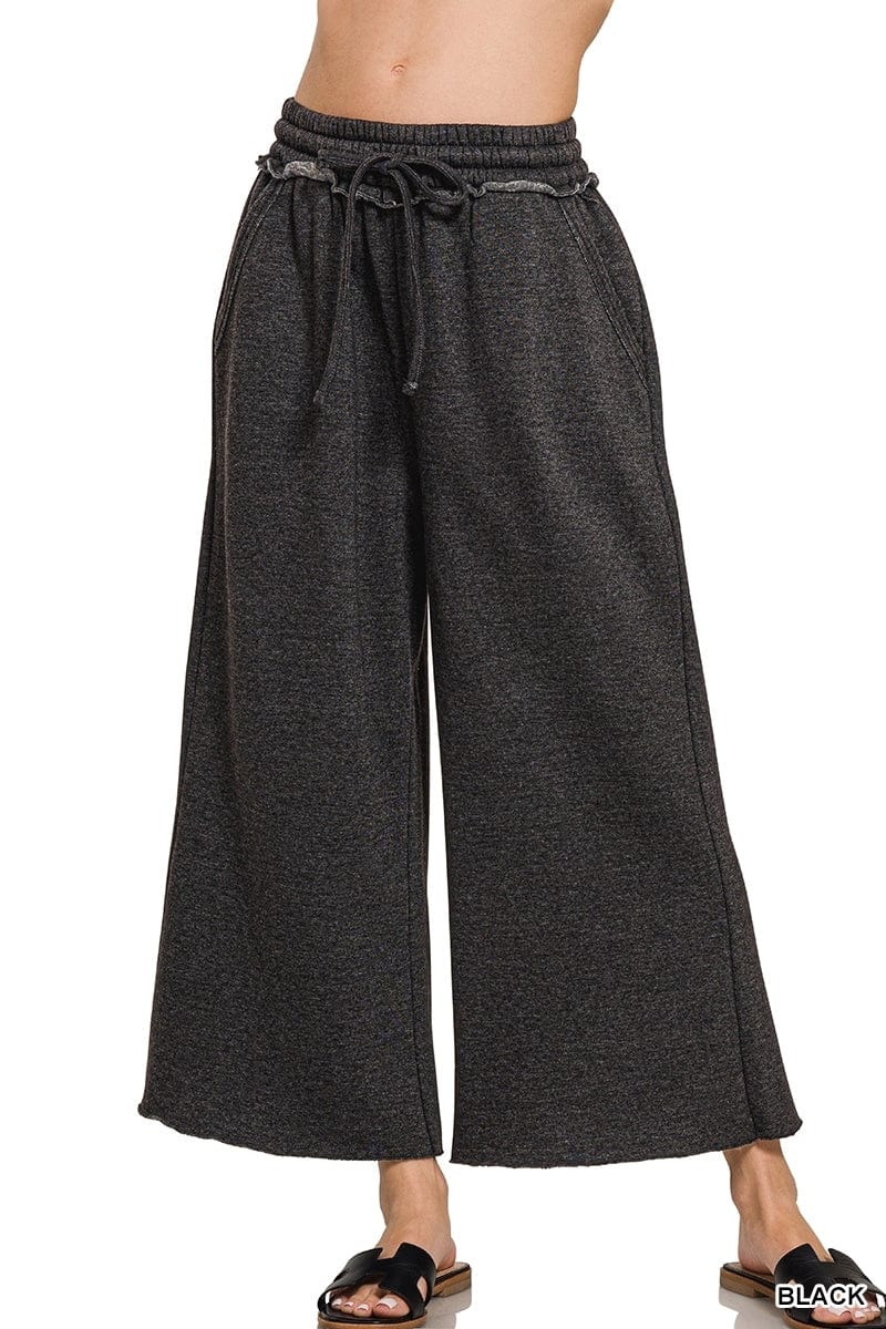 Black Acid Wash Fleece Palazzo Sweatpants Black Acid Wash Fleece Palazzo Sweatpants Zenana