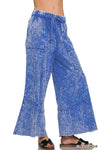 CLASSIC BLUE EXPOSED-SEAM FLARE HEM PANTS WITH POCKETS CLASSIC BLUE EXPOSED-SEAM FLARE HEM PANTS WITH POCKETS Zenana