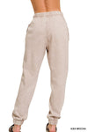 Cuffed Acid Wash Fleece Sweatpants w/ Pockets Cuffed Acid Wash Fleece Sweatpants w/ Pockets Zenana