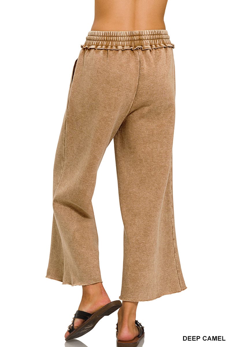 Deep Camel Acid Wash Fleece Palazzo Sweatpants Deep Camel Acid Wash Fleece Palazzo Sweatpants Zenana