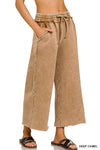 Deep Camel Acid Wash Fleece Palazzo Sweatpants Deep Camel Acid Wash Fleece Palazzo Sweatpants Zenana