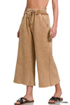 Deep Camel Acid Wash Fleece Palazzo Sweatpants Deep Camel Acid Wash Fleece Palazzo Sweatpants Zenana
