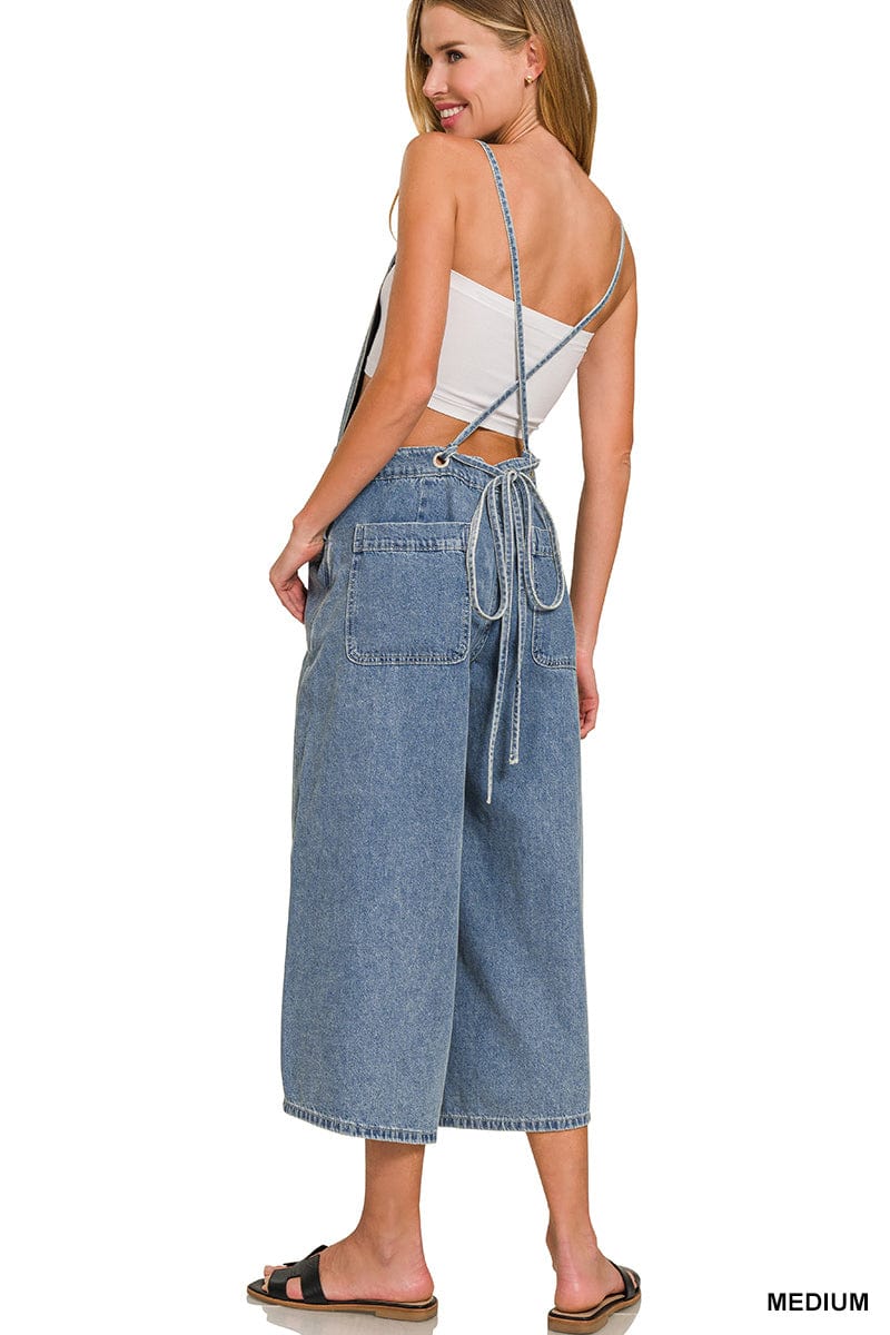 Denim Medium Washed Wide Leg Overalls Denim Medium Washed Wide Leg Overalls Zenana