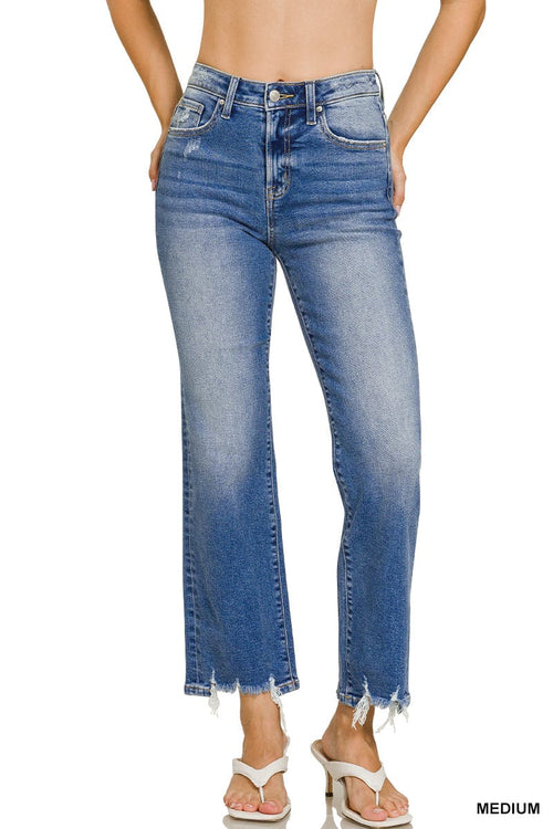 Distressed Hem Denim Jeans Distressed Hem Denim Jeans Zenana