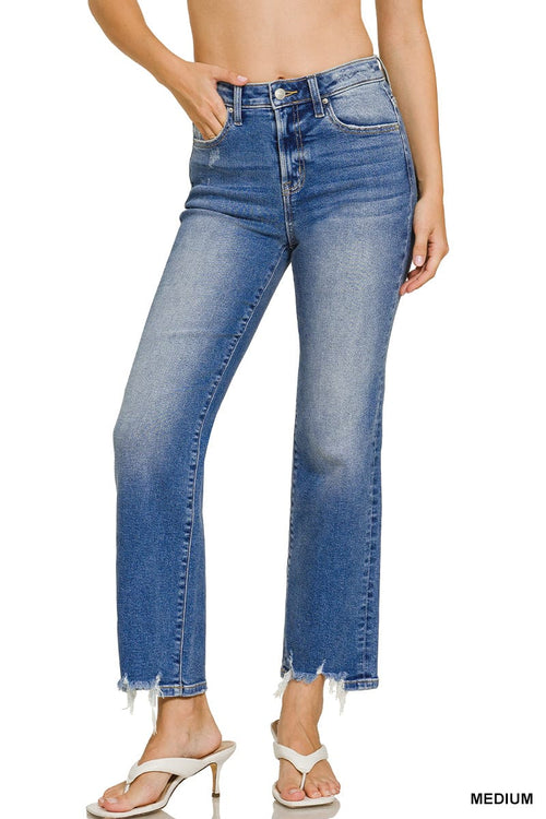 Distressed Hem Denim Jeans Distressed Hem Denim Jeans Zenana