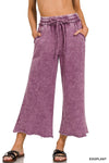 Eggplant Acid Wash Fleece Palazzo Sweatpants Eggplant Acid Wash Fleece Palazzo Sweatpants Zenana