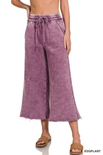 Eggplant Acid Wash Fleece Palazzo Sweatpants Eggplant Acid Wash Fleece Palazzo Sweatpants Zenana