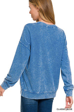 French Terry Washed Round Neck Sweatshirt French Terry Washed Round Neck Sweatshirt Zenana