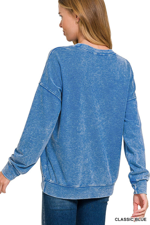 French Terry Washed Round Neck Sweatshirt French Terry Washed Round Neck Sweatshirt Zenana