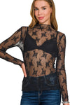 Lace Long Sleeve Layering Top Lace Long Sleeve Layering Top Zenana Black / Small