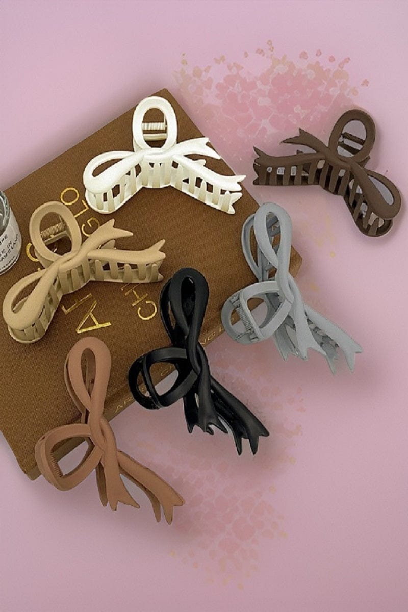 LARGE RIBBON BOW MATTE FINISH HAIR CLAW CLIPS Zenana