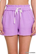 Lavender Double Gauze Elasticband Shorts Zenana