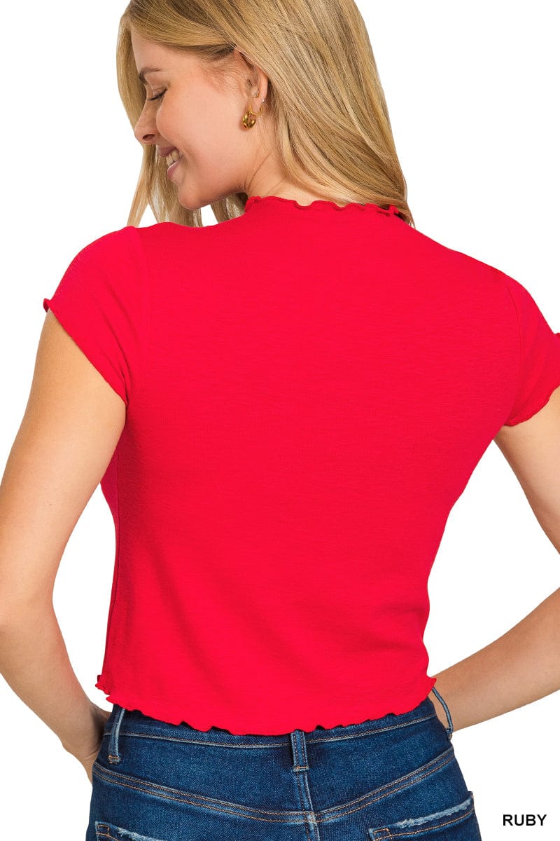 Lettuce Trimmed Cropped Short Sleeve Tee Lettuce Trimmed Cropped Short Sleeve Tee Zenana