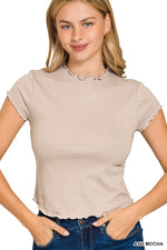 Lettuce Trimmed Cropped Short Sleeve Tee Lettuce Trimmed Cropped Short Sleeve Tee Zenana Ash Mocha / Small