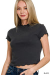 Lettuce Trimmed Cropped Short Sleeve Tee Lettuce Trimmed Cropped Short Sleeve Tee Zenana Black / Small