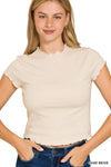 Lettuce Trimmed Cropped Short Sleeve Tee Lettuce Trimmed Cropped Short Sleeve Tee Zenana Sand Beige / Small