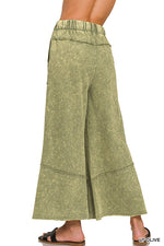 LIGHT OLIVE EXPOSED-SEAM FLARE HEM PANTS LIGHT OLIVE EXPOSED-SEAM FLARE HEM PANTS Zenana