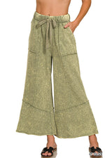 LIGHT OLIVE EXPOSED-SEAM FLARE HEM PANTS LIGHT OLIVE EXPOSED-SEAM FLARE HEM PANTS Zenana