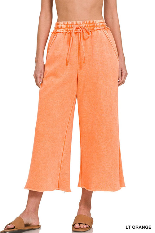 Light Orange Acid Wash Fleece Palazzo Sweatpants Light Orange Acid Wash Fleece Palazzo Sweatpants Zenana
