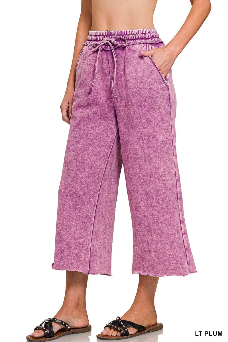 Light Plum Acid Wash Fleece Palazzo Sweatpants Light Plum Acid Wash Fleece Palazzo Sweatpants Zenana