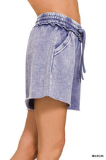 Marlin Acid Wash Fleece Drawstring Shorts Marlin Acid Wash Fleece Drawstring Shorts Zenana