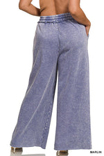 Marlin Blue Acid Wash Fleece Palazzo Sweatpants Marlin Blue Acid Wash Fleece Palazzo Sweatpants Zenana