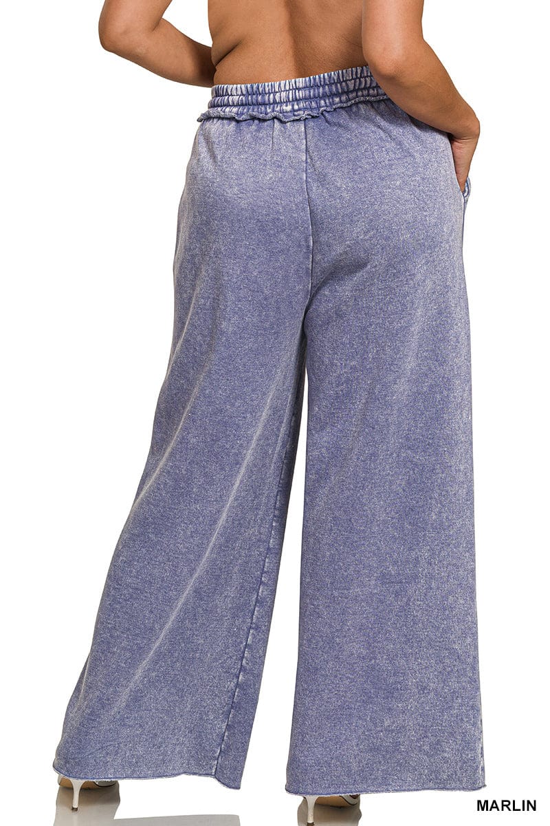 Marlin Blue Acid Wash Fleece Palazzo Sweatpants Marlin Blue Acid Wash Fleece Palazzo Sweatpants Zenana