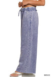 Marlin Blue Acid Wash Fleece Palazzo Sweatpants Marlin Blue Acid Wash Fleece Palazzo Sweatpants Zenana