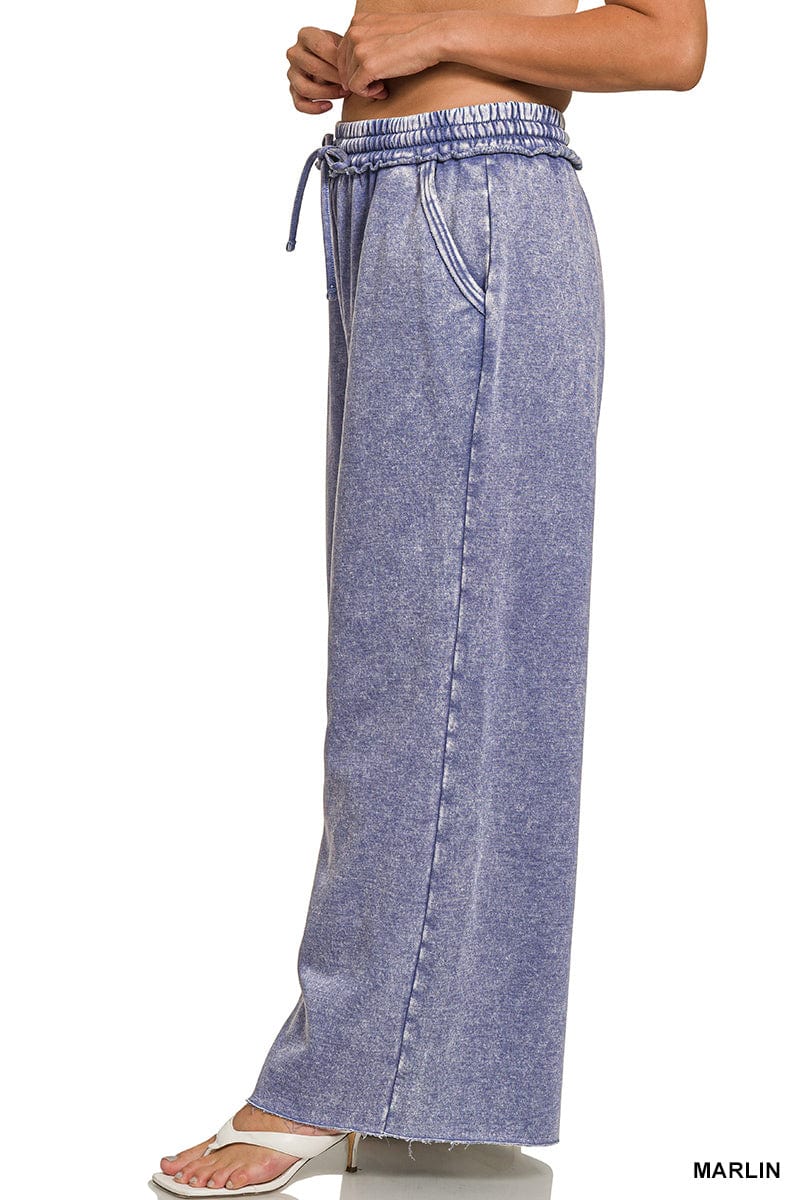 Marlin Blue Acid Wash Fleece Palazzo Sweatpants Marlin Blue Acid Wash Fleece Palazzo Sweatpants Zenana