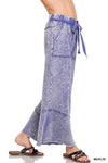 MARLIN BLUE EXPOSED-SEAM FLARE HEM PANTS WITH POCKETS MARLIN BLUE EXPOSED-SEAM FLARE HEM PANTS WITH POCKETS Zenana