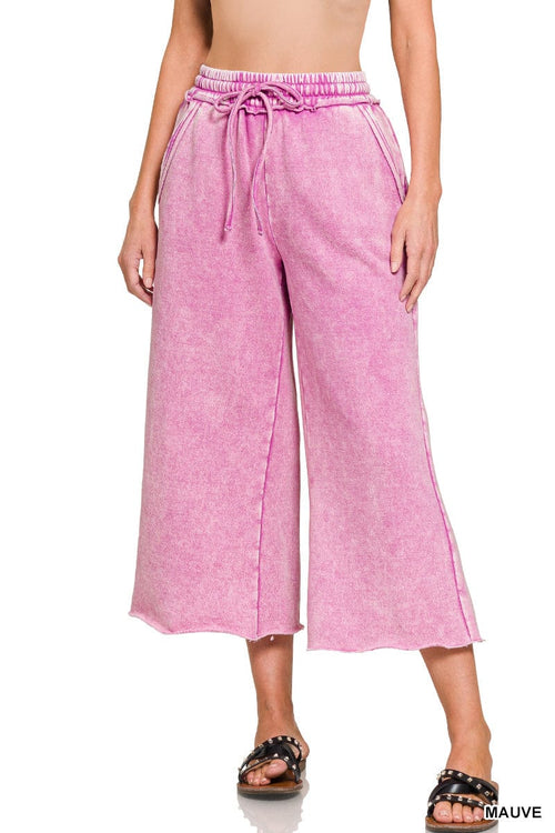 Mauve Acid Wash Fleece Palazzo Sweatpants Mauve Acid Wash Fleece Palazzo Sweatpants Zenana