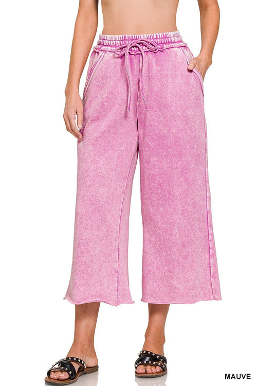 Mauve Acid Wash Fleece Palazzo Sweatpants Mauve Acid Wash Fleece Palazzo Sweatpants Zenana