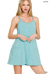 Mini Dress With Built-in Romper Liner Mini Dress With Built-in Romper Liner Zenana Heather Light Teal / Small