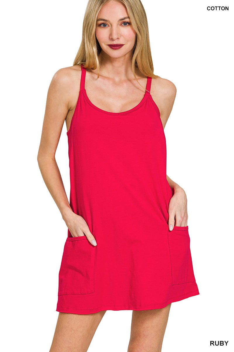 Mini Dress With Built-in Romper Liner Mini Dress With Built-in Romper Liner Zenana Ruby / Small