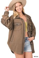 Oversized Basic Fleece Shacket Oversized Basic Fleece Shacket Zenana Mocha / Small