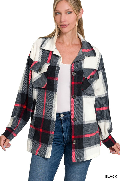 Plaid Fleece Shacket Plaid Fleece Shacket Zenana