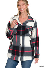 Plaid Fleece Shacket Plaid Fleece Shacket Zenana Black / Small