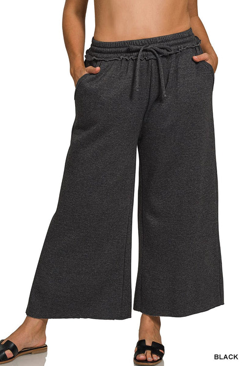Plus Acid Wash Fleece Palazzo Sweatpants Plus Acid Wash Fleece Palazzo Sweatpants Zenana Black / 1XL