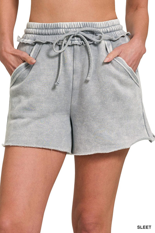 Sleet Acid Wash Fleece Drawstring Shorts Sleet Acid Wash Fleece Drawstring Shorts Zenana