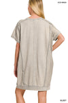 Sleet French Terry Acid Wash Short Sleeve Dress Sleet French Terry Acid Wash Short Sleeve Dress Zenana