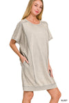Sleet French Terry Acid Wash Short Sleeve Dress Sleet French Terry Acid Wash Short Sleeve Dress Zenana
