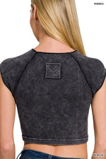 Stone Washed Ribbed Round Neck Crop Top Stone Washed Ribbed Round Neck Crop Top Zenana
