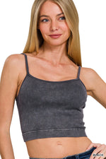 Stone Washed Ribbed Seamless Tank Top Stone Washed Ribbed Seamless Tank Top Zenana Black / S/M