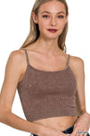 Stone Washed Ribbed Seamless Tank Top Stone Washed Ribbed Seamless Tank Top Zenana Brown / S/M