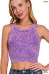 Stone Washed Ribbed Seamless Top Stone Washed Ribbed Seamless Top Zenana Purple / S/M