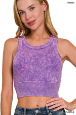 Stone Washed Ribbed Seamless Top Stone Washed Ribbed Seamless Top Zenana Purple / S/M