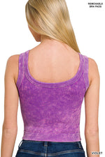 STONE WASHED RIBBED SEAMLESS TOP WITH BRA PAD Zenana